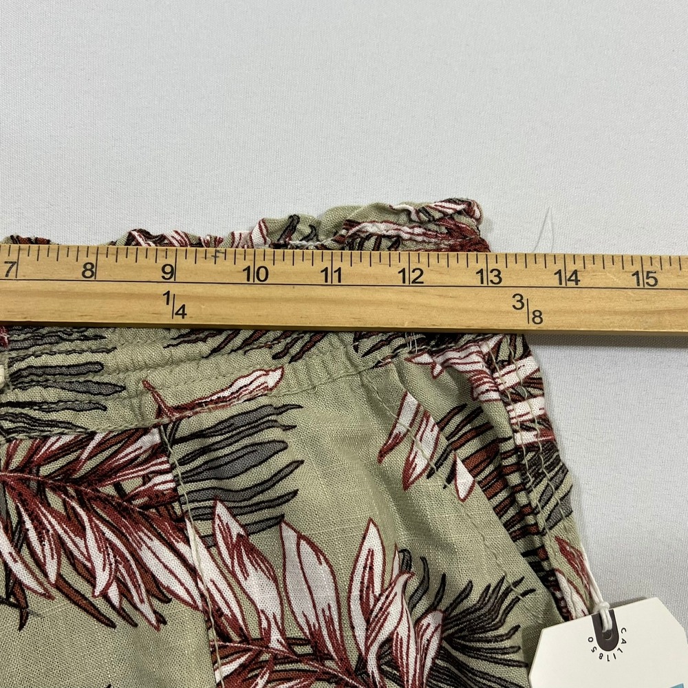 Cali 1850 Linen Blend Tropical Palm Print Beach Pants Sage Women's Size S NWT - Picture 7 of 14